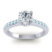 Lab Diamond Ring In 14k White Gold With Aquamarine Saraka Round Classic Ring