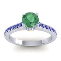 Emerald Ring In Platinum With Citrine And Blue Sapphire Saraka Round Classic Ring