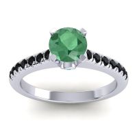 Lab Emerald Ring In 14k White Gold With Swiss Blue Topaz And Black Onyx Saraka Round Classic Ring