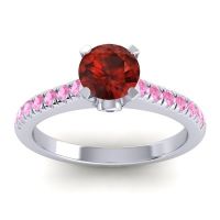 Garnet Ring In Platinum With Blue Sapphire And Pink Tourmaline Saraka Round Classic Ring