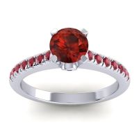 Garnet Ring In 14k White Gold With Blue Sapphire And Ruby Saraka Round Classic Ring