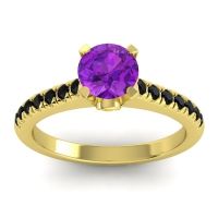 Amethyst Ring In 18k Yellow Gold With Citrine And Black Onyx Saraka Round Classic Ring