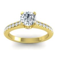 Lab Diamond Ring In 18k Yellow Gold With Amethyst Saraka Round Classic Ring