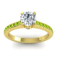 Lab Diamond Ring In 18k Yellow Gold With Black Onyx And Peridot Saraka Round Classic Ring
