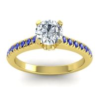 Lab Diamond Ring In 18k Yellow Gold With Blue Sapphire Saraka Round Classic Ring