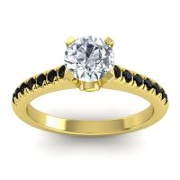 Lab Diamond Ring In 14k Yellow Gold With Peridot And Black Onyx Saraka Round Classic Ring