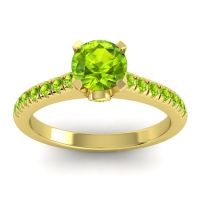 Peridot Ring In 18k Yellow Gold Saraka Round Classic Ring