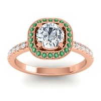 Lab Diamond Ring In 14K Rose Gold With Emerald Masura Round Halo Ring