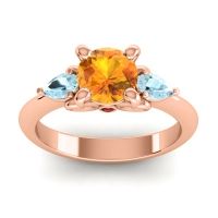 Citrine Ring In 18K Rose Gold With Aquamarine And Garnet Divya Pear Three-stone Ring