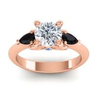 Lab Diamond Ring In 14K Rose Gold With Black Onyx And Swiss Blue Topaz Divya Pear Three-stone Ring