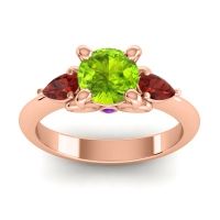 Peridot Ring In 18K Rose Gold With Garnet And Amethyst Divya Pear Three-stone Ring