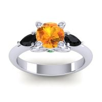 Citrine Ring In Palladium With Black Onyx And Emerald Divya Pear Three-stone Ring