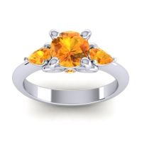 Citrine Ring In Palladium Divya Pear Three-stone Ring