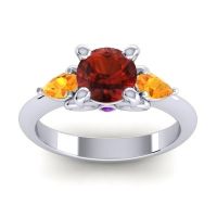 Garnet Ring In Palladium With Citrine And Amethyst Divya Pear Three-stone Ring