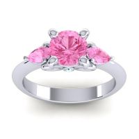 Pink Tourmaline Ring In Palladium With Aquamarine Divya Pear Three-stone Ring