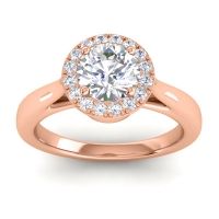 Lab Diamond Ring In 14K Rose Gold With Diamond And Emerald Dana Round Halo Ring
