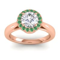 Lab Diamond Ring In 14K Rose Gold With Emerald Dana Round Halo Ring
