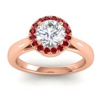 Lab Diamond Ring In 18K Rose Gold With Ruby And Blue Sapphire Dana Round Halo Ring
