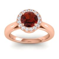 Garnet Ring In 14K Rose Gold With Diamond And Citrine Dana Round Halo Ring