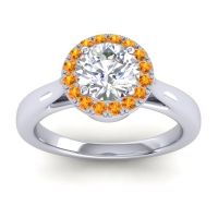 Lab Diamond Ring In 14k White Gold With Citrine And Ruby Dana Round Halo Ring