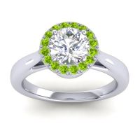 Lab Diamond Ring In 14k White Gold With Peridot And Blue Sapphire Dana Round Halo Ring