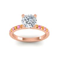 Lab Diamond Ring In 18K Rose Gold With Citrine And Pink Tourmaline Laska Round Classic Ring