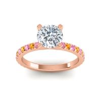 Lab Diamond Ring In 18K Rose Gold With Pink Tourmaline And Citrine Laska Round Classic Ring