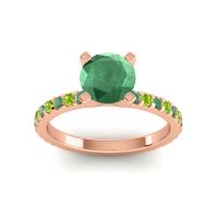 Emerald Ring In 14K Rose Gold With Peridot Laska Round Classic Ring