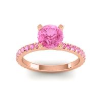 Pink Tourmaline Ring In 18K Rose Gold Laska Round Classic Ring