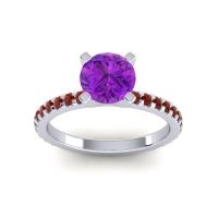 Amethyst Ring In Palladium With Garnet Laska Round Classic Ring