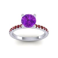 Amethyst Ring In Palladium With Garnet And Ruby Laska Round Classic Ring