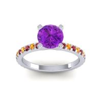 Amethyst Ring In Palladium With Ruby And Citrine Laska Round Classic Ring
