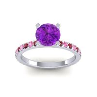 Amethyst Ring In Palladium With Ruby And Pink Tourmaline Laska Round Classic Ring
