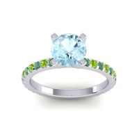 Aquamarine Ring In 14k White Gold With Emerald And Peridot Laska Round Classic Ring