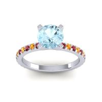 Aquamarine Ring In 14k White Gold With Ruby And Citrine Laska Round Classic Ring