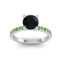 Black Onyx Ring In Palladium With Emerald And Peridot Laska Round Classic Ring