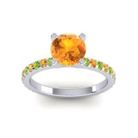 Citrine Ring In Palladium With Peridot Laska Round Classic Ring