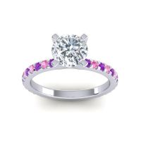 Lab Diamond Ring In Palladium With Amethyst And Pink Tourmaline Laska Round Classic Ring