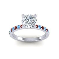 Lab Diamond Ring In Palladium With Garnet And Swiss Blue Topaz Laska Round Classic Ring
