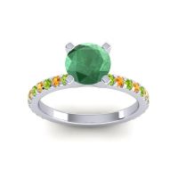 Emerald Ring In Palladium With Peridot And Citrine Laska Round Classic Ring