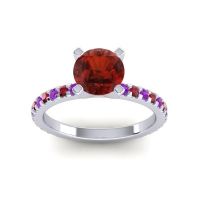 Garnet Ring In Palladium With Amethyst And Ruby Laska Round Classic Ring