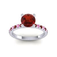 Garnet Ring In Palladium With Pink Tourmaline Laska Round Classic Ring