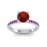 Garnet Ring In Palladium With Ruby And Amethyst Laska Round Classic Ring