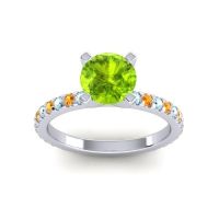 Peridot Ring In Palladium With Aquamarine And Citrine Laska Round Classic Ring
