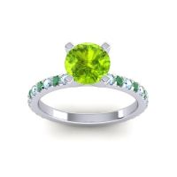 Peridot Ring In Palladium With Aquamarine And Emerald Laska Round Classic Ring