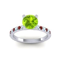 Peridot Ring In Palladium With Aquamarine And Garnet Laska Round Classic Ring
