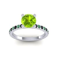 Peridot Ring In Palladium With Black Onyx And Emerald Laska Round Classic Ring