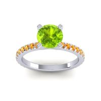 Peridot Ring In Palladium With Citrine Laska Round Classic Ring