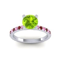 Peridot Ring In Palladium With Pink Tourmaline And Garnet Laska Round Classic Ring