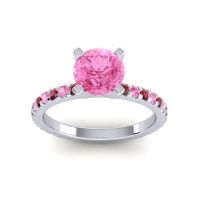 Pink Tourmaline Ring In Platinum With Ruby Laska Round Classic Ring